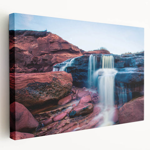 Scenic Prince Edward Island landscape on large stretched canvas, with vibrant green and blue tones.