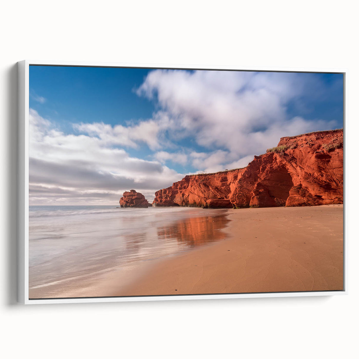 Vintage poster art of Quebec scenery on framed canvas, featuring colorful art in a white frame, ideal for living room decor.