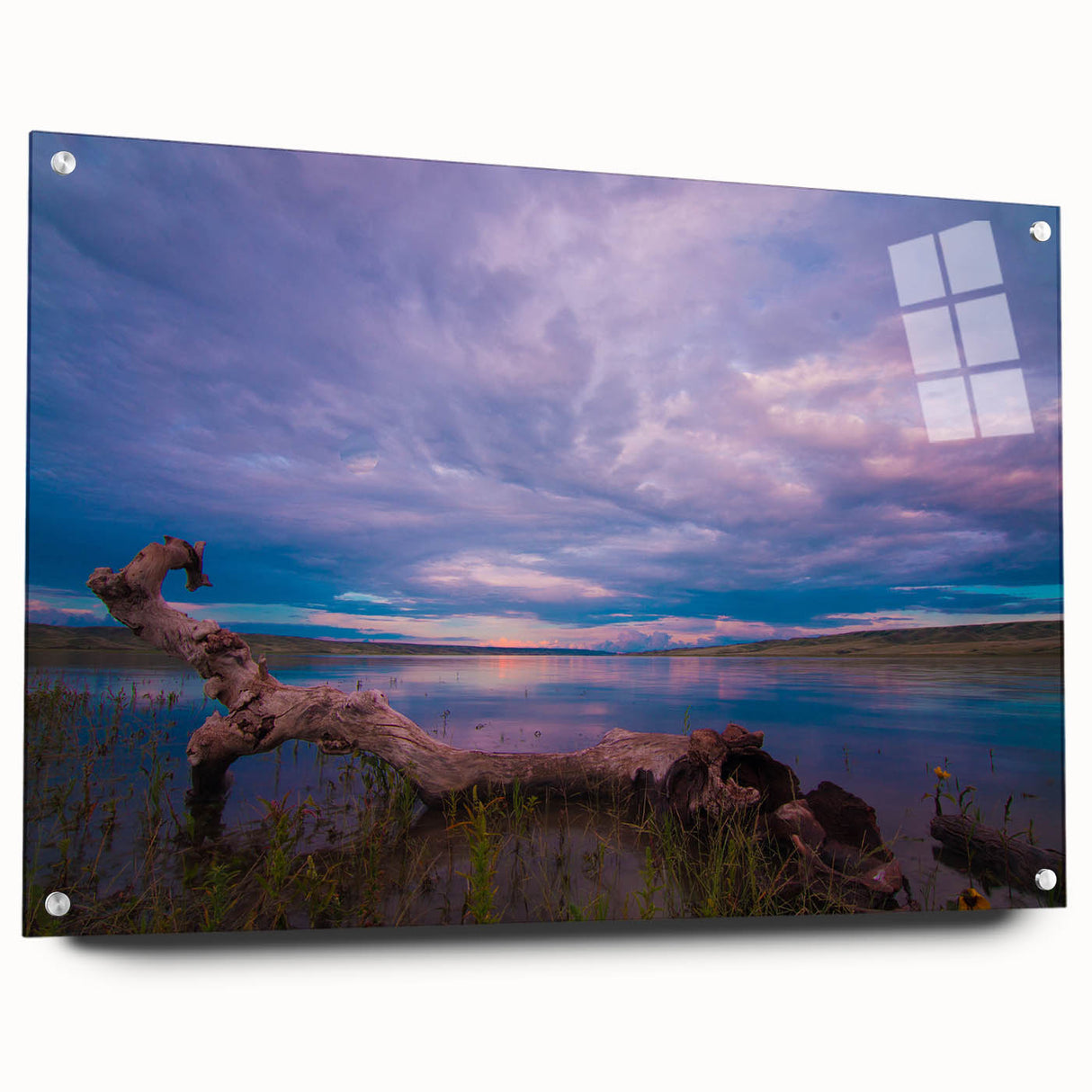 Acrylic print of a large abstract depiction of Saskatchewan scenery in earthy tones, suited for bedroom or dining room decor.