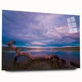 Acrylic print of a large abstract depiction of Saskatchewan scenery in muted earth tones.