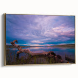 Framed canvas wall art depicting a vintage-style landscape of Saskatchewan with a black and gold color palette.