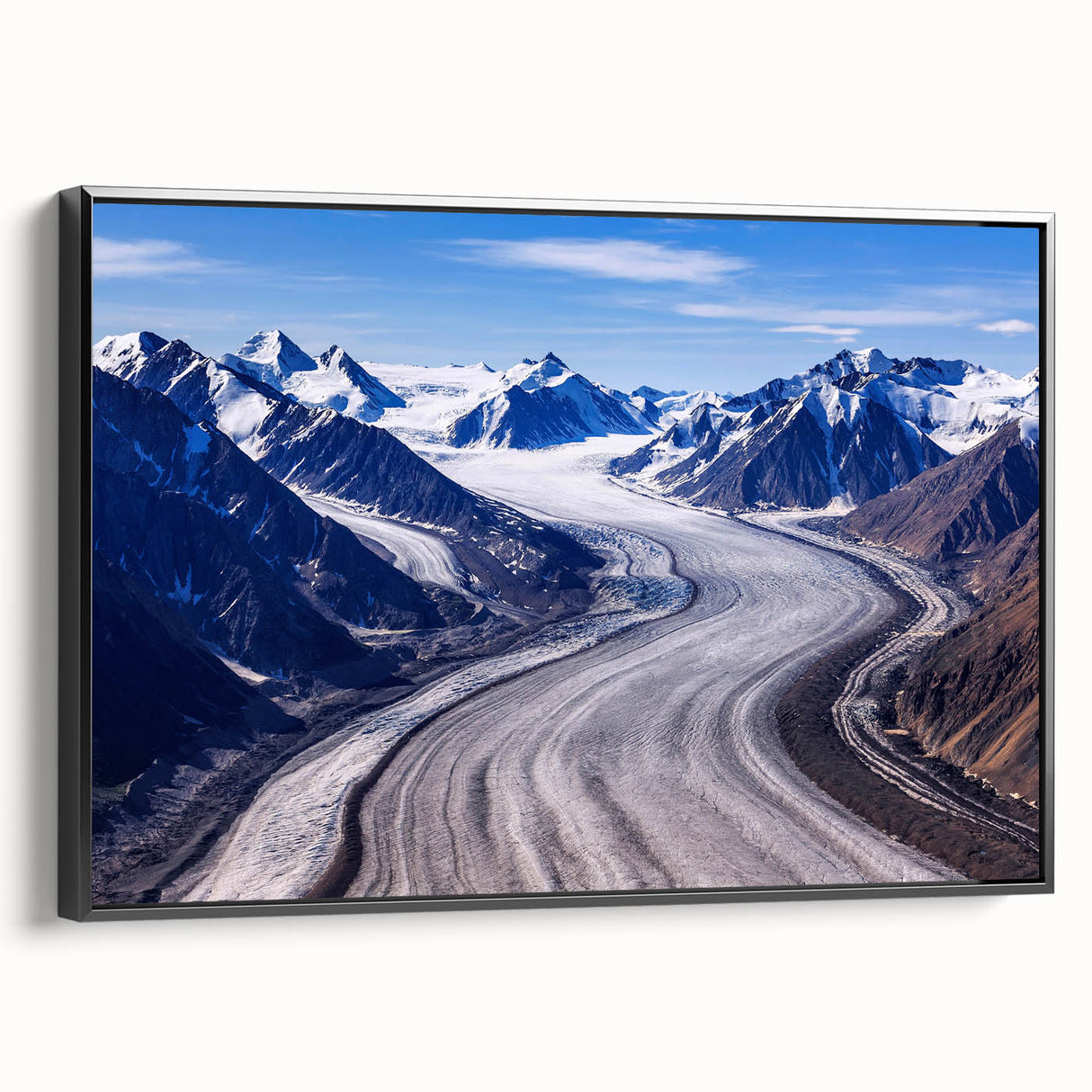 Black and white framed canvas depicting a vintage-style Yukon landscape, ideal for bedroom wall decor.