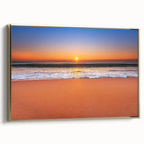 Vintage poster art of a Caribbean Barbados scenery on a framed canvas, featuring a gold frame and vibrant colors.