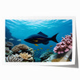 Rolled print of a Bermuda scenery with vibrant blue ocean and floral elements, suitable for art wall dining room.