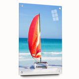 Acrylic print of a Caribbean seascape with vibrant blue and turquoise tones, suitable for bedroom or dining room decor.