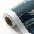 Art deco poster of a Caribbean scenery on rolled canvas, in pastel shades, ideal for nursery wall art.