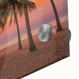 Large abstract wall art depicting a Caribbean scenery in vibrant blue and green tones on acrylic glass.