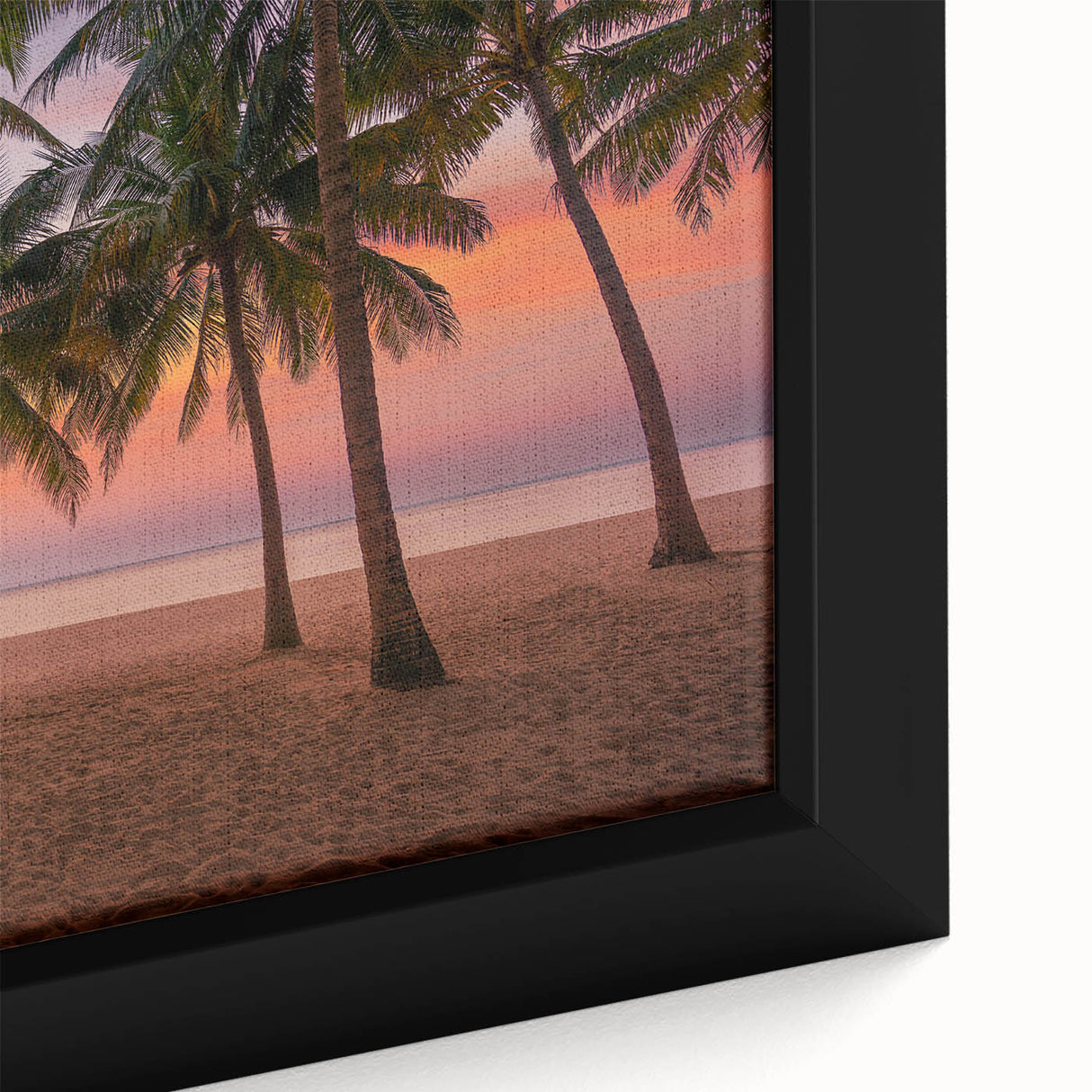 Extra large framed canvas featuring a textured, colorful Haitian scenery in black, ideal for living room decor.