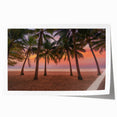 Caribbean scenic view in vibrant blues and greens on a large rolled canvas, ideal for art wall dining room.