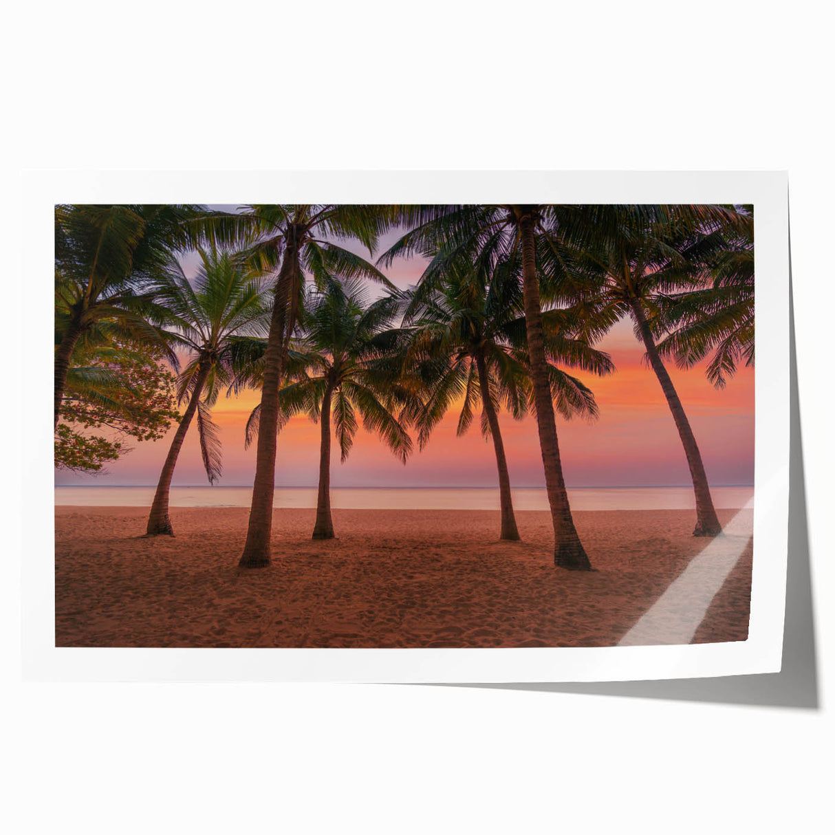 Caribbean scenic view in vibrant blues and greens on a large rolled canvas, ideal for art wall dining room.