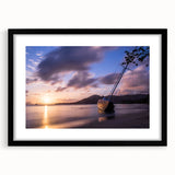 Colorful abstract art print featuring vibrant Caribbean scenery on a large framed canvas, ideal for living room decor.