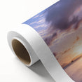 Art Deco style poster of Caribbean scenery on rolled canvas, featuring vibrant blue and green hues.