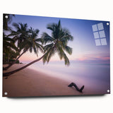 Acrylic print of a Caribbean Saint Lucia scenery, with vibrant blue and green tones, ideal for dining room decor.