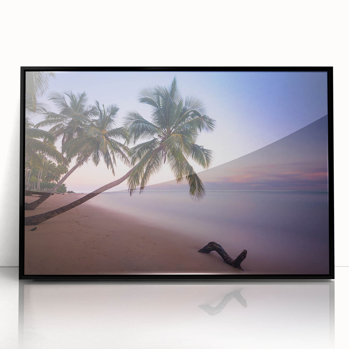 Large abstract wall art of Caribbean Saint Lucia scenery in black framed acrylic, ideal for modern art wall decor.