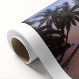 Art deco poster of Caribbean scenery with vibrant blue and green hues on rolled canvas, ideal for nursery wall art.