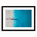 Extra large framed abstract art print featuring a colorful Caribbean scenery, ideal for living room decor.