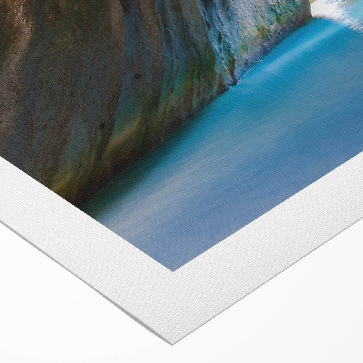Art deco poster featuring a serene Caribbean landscape on rolled canvas, ideal for dining room wall art.