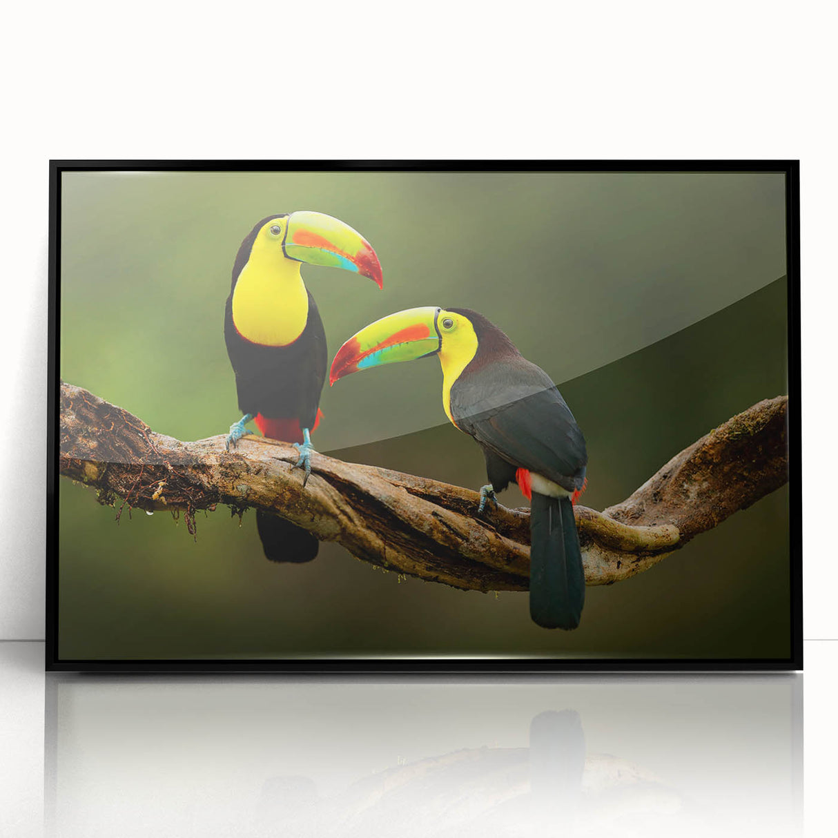 Large abstract wall art featuring a mid-century modernist design in vibrant colors on black framed acrylic.