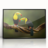 Large abstract wall art featuring a mid-century modernist design in vibrant colors on black framed acrylic.