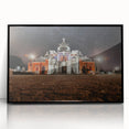 Large abstract wall art depicting a Central American landscape in muted earth tones on a framed acrylic print.