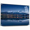 Large abstract wall art on acrylic glass featuring a Central American scenery in earth tones.