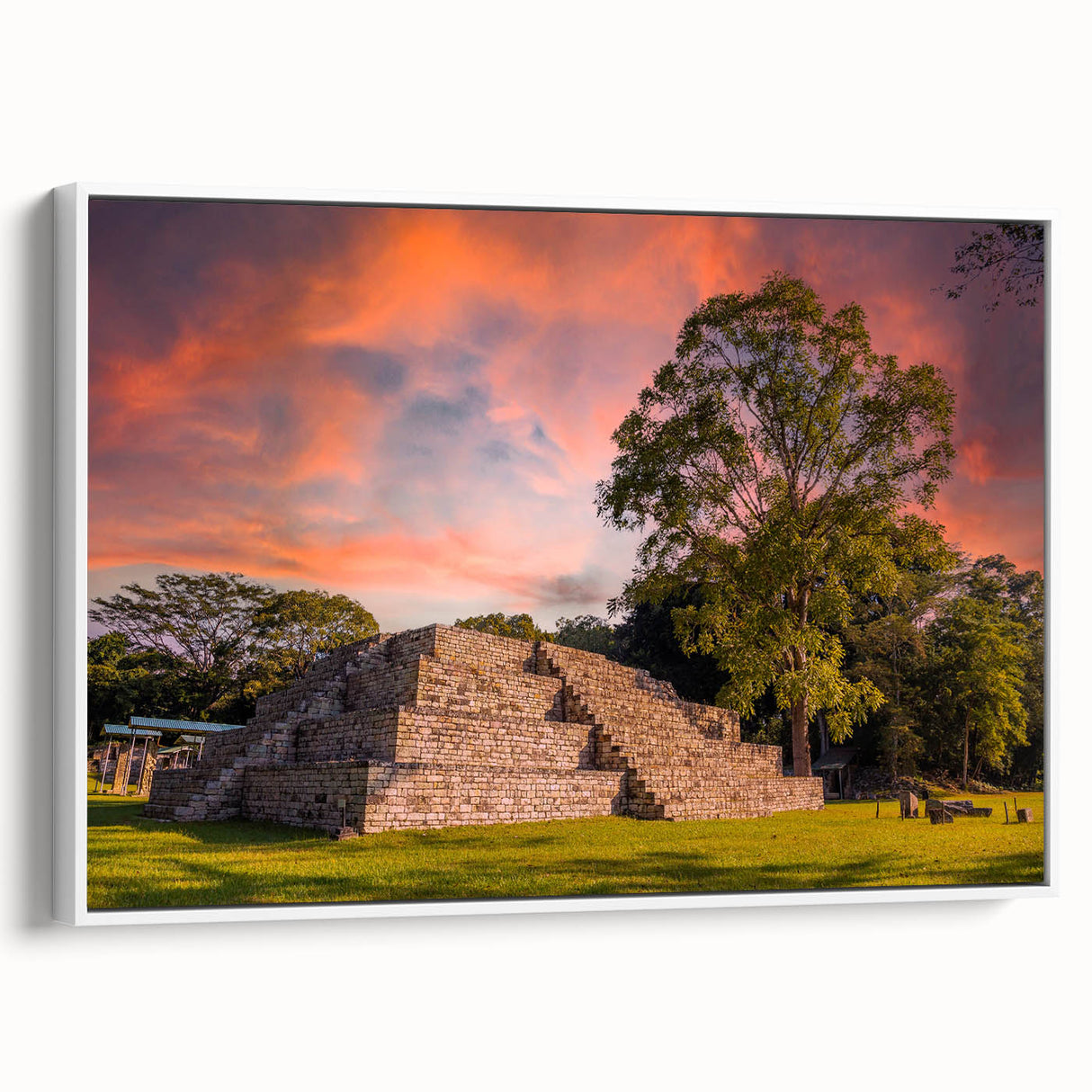 Vintage poster art of a scenic Central American landscape on an extra large framed canvas.