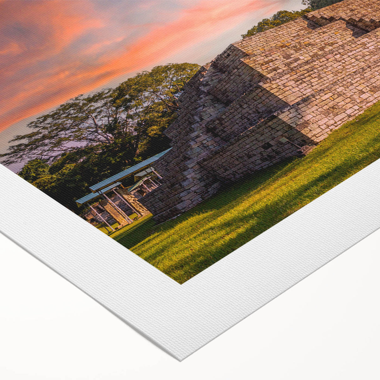 Art deco poster of Honduras scenery in vibrant colors on rolled canvas, suitable for dining room decor.