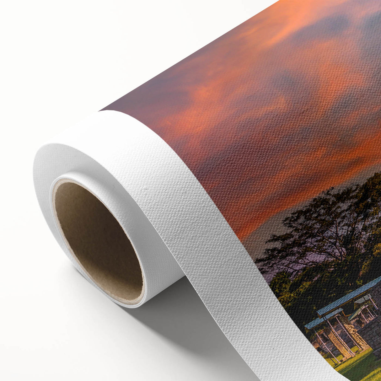 Art Deco style poster of a Central American scenery in pastel shades on rolled canvas, ideal for nursery wall art.