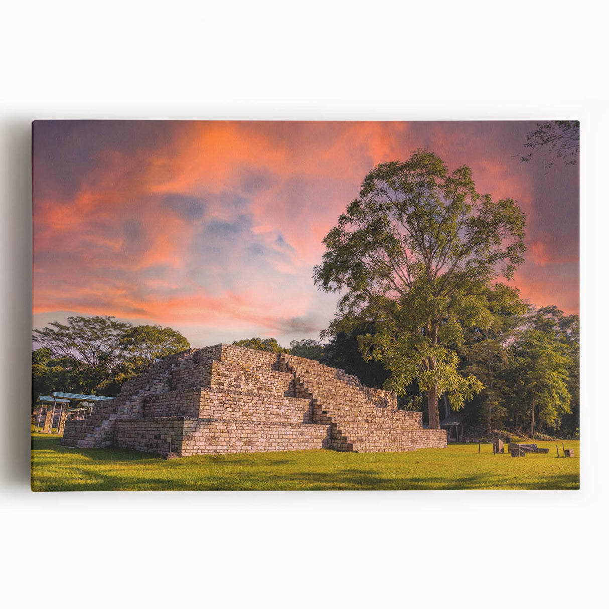 Large black and white stretched canvas featuring a detailed scenery of Central America, ideal for kitchen wall art.