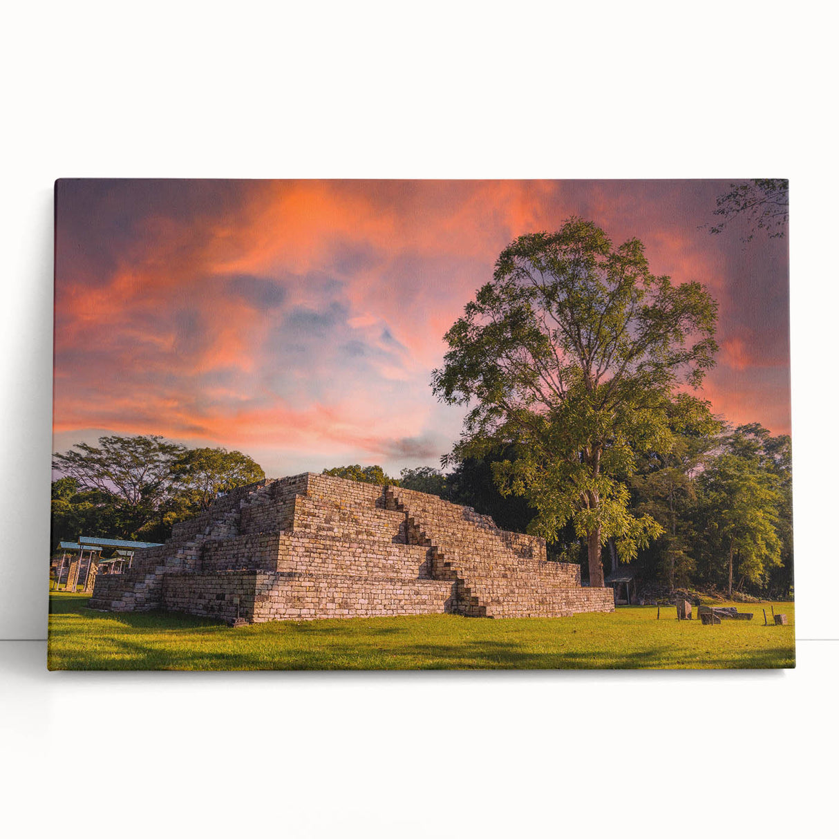 Black and white stretched canvas of a Central American landscape, ideal for kitchen wall art or bedroom ambiance.