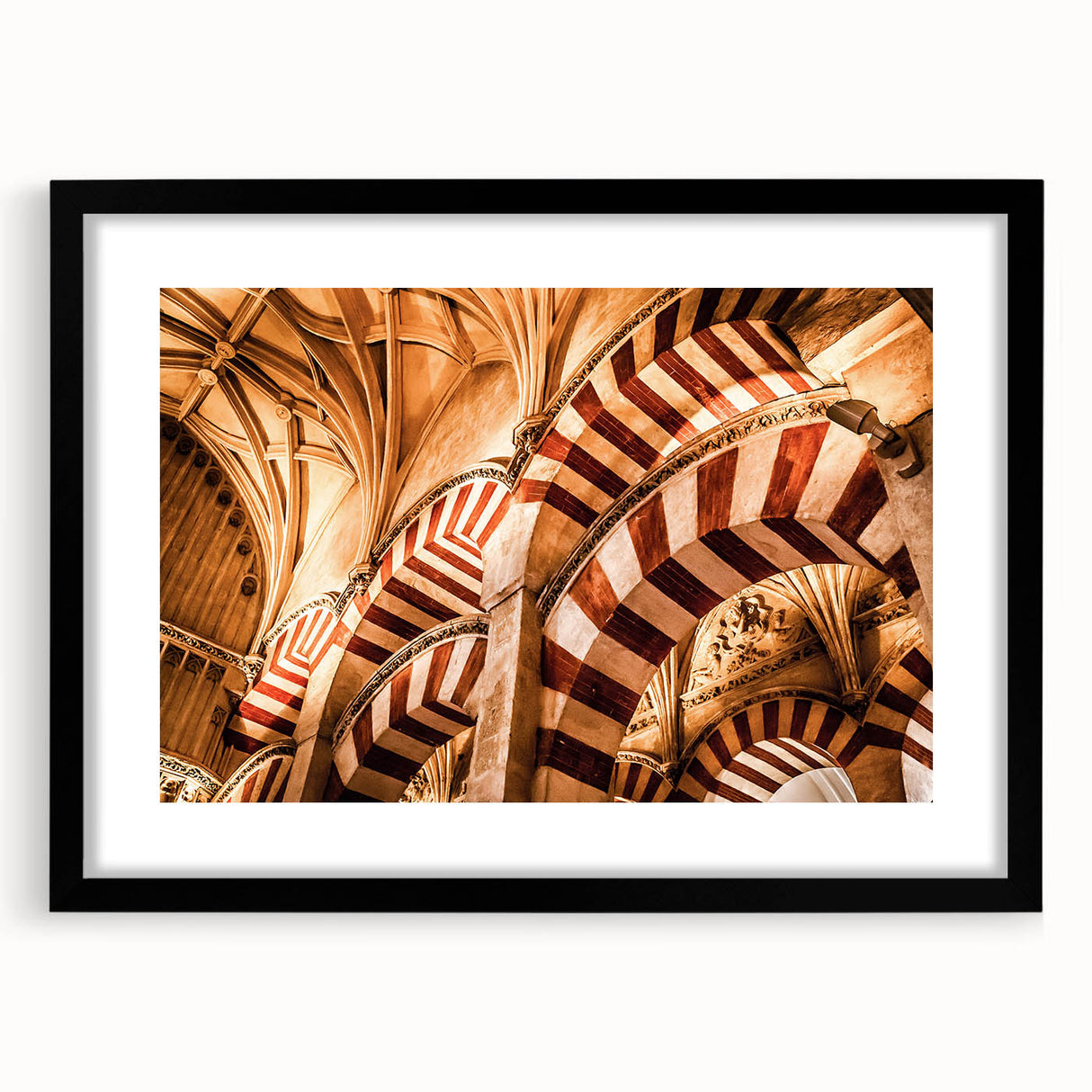 Abstract art print featuring a textured, colorful depiction of a Central American landscape on a large framed canvas.