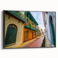 Black and white framed canvas depicting a vintage Panama landscape, ideal for bedroom wall art.