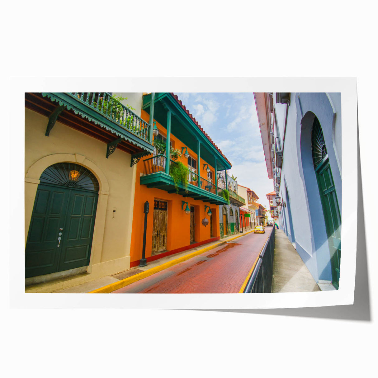 Panama scenery with lush greenery and flowers on an extra large rolled print, suitable for dining room or bathroom wall art.