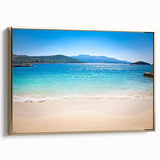 Framed canvas depicting a vintage-style Albanian landscape in muted earth tones, ideal for bedroom wall art.