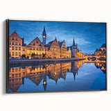Black and white vintage poster art of a Belgian landscape on framed canvas, ideal for bedroom wall decor.