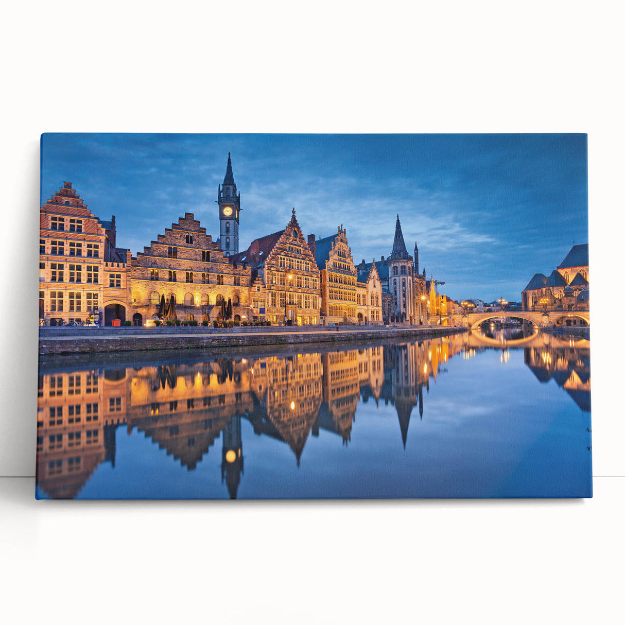 Black and white large art print of a European cityscape on stretched canvas, ideal for kitchen wall art.