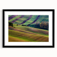 Extra large abstract art print of a colorful Czech Republic scenery on textured canvas, framed in black.