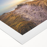 Art deco poster depicting a serene Danish landscape in soft pastel colors on rolled canvas, ideal for dining room wall art.