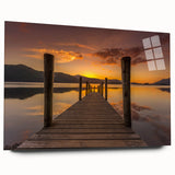 Acrylic print of a serene Cumbria landscape in muted green and blue tones, ideal for bedroom or dining room art.