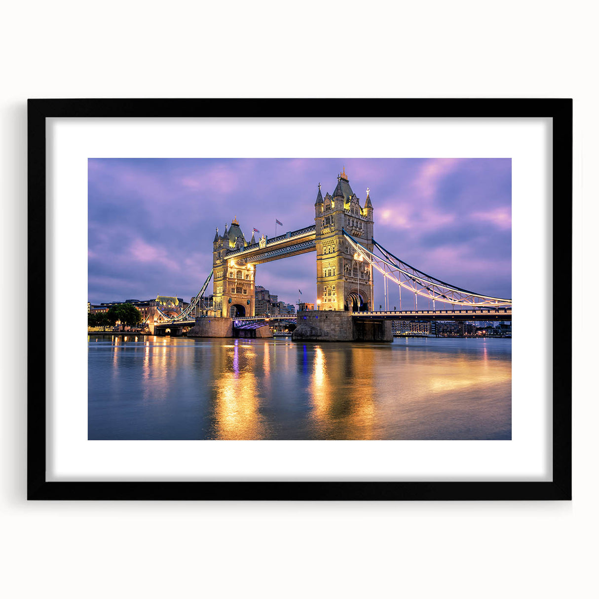 Extra large abstract print of Tower Bridge in vibrant colors on textured canvas, ideal for living room decor.