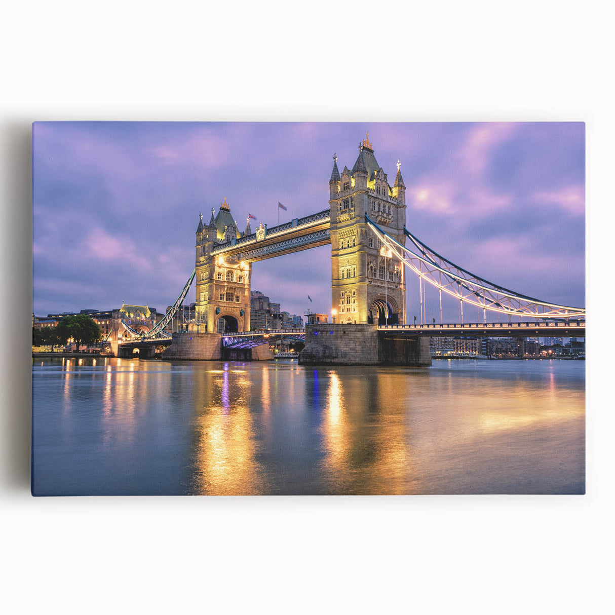 Black and white photograph of Tower Bridge on stretched canvas, ideal for kitchen wall art or bedroom ambiance.