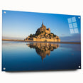 Acrylic print of a large abstract depiction of a European scenery in muted earth tones, ideal for dining room decor.