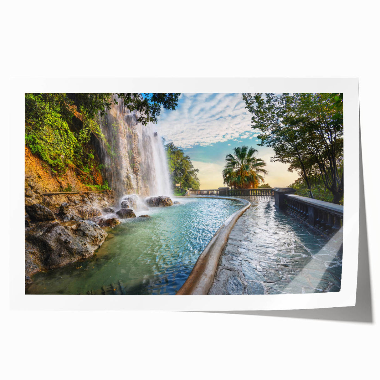 Extra large rolled print of Nice, France with vivid floral elements, ideal for art wall dining room or classy bathroom decor.