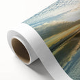 Art deco poster of Normandy landscape in soft pastel colors on rolled canvas, ideal for nursery wall art.