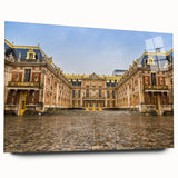 Acrylic print of the Versailles gardens in muted green and blue tones, suitable for bedroom or dining room art.