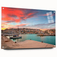 Acrylic print of Athens skyline with muted earth tones, ideal for dining room decor.