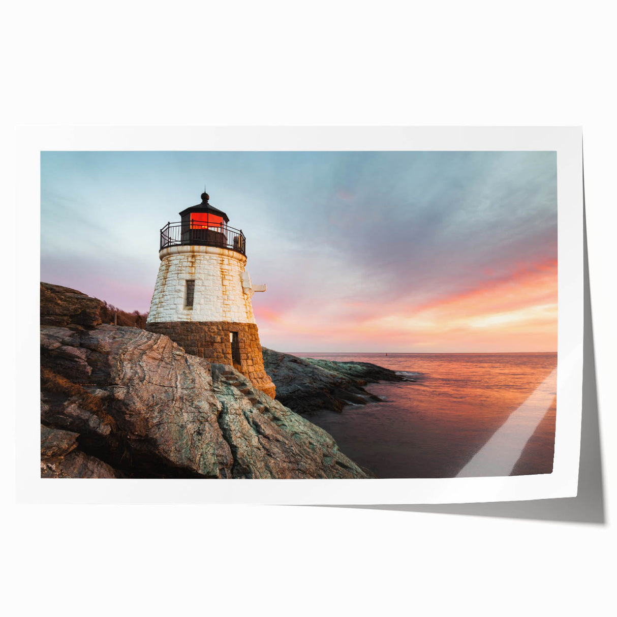Rolled print of a Rhodes, Greece scenery with floral elements in soft pastel colors.