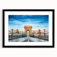 Extra large framed abstract art print depicting a colorful, textured European scenery, ideal for living room decor.