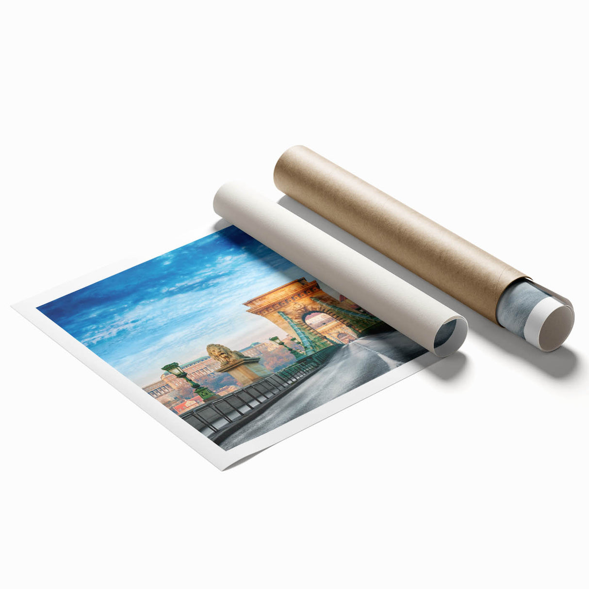 Extra large rolled print of a floral Hungarian landscape in soft pastel shades, ideal for classy bathroom wall art.