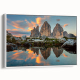 Vintage poster art of the Dolomites in Italy, featuring colorful imagery on a large framed canvas.
